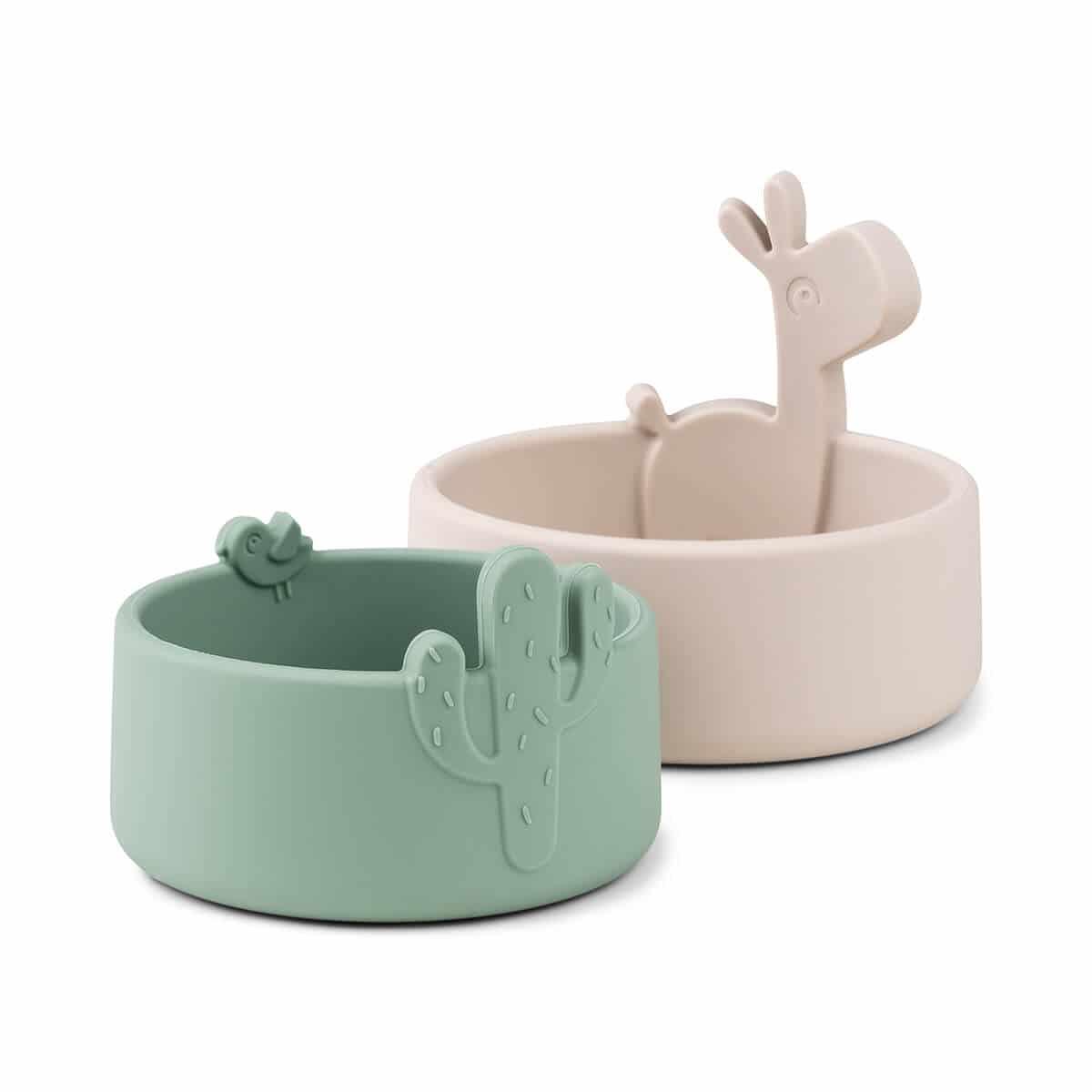 Done by Deer Silikon Schüssel Set 2er Pack Sand/Green Done by Deer Silikon Schüssel Set 2er Pack Sand/Green