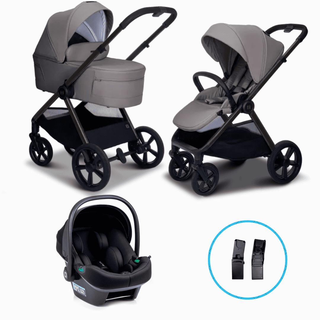 Moon STYLO 6in1 Kombikinderwagen-Set Graphite inkl. Babyschale LOLA,Wickelrucksack, Regenverdeck und Adaptern