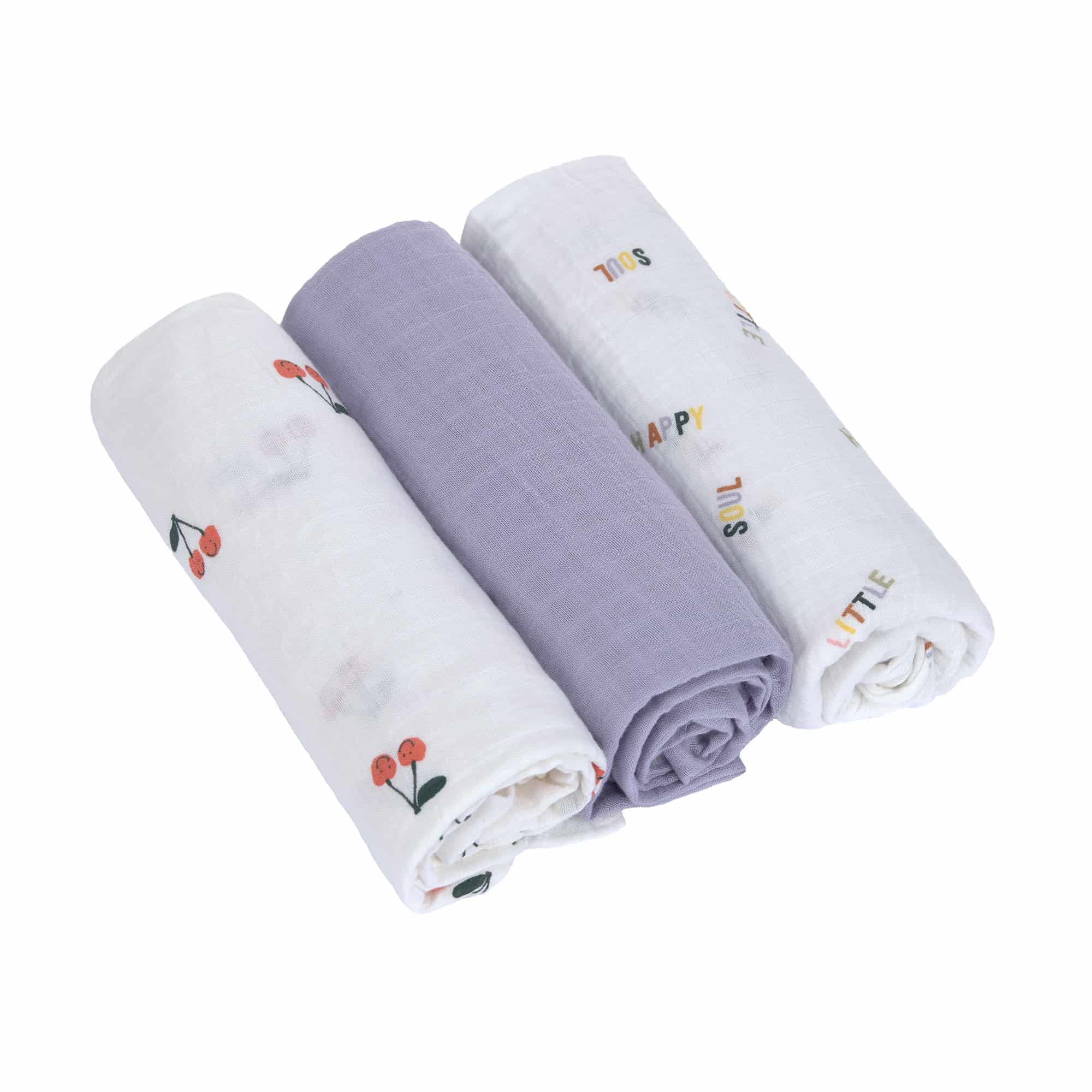 Lässig - Mulltücher (3 Stk) - Swaddle & Burp Blanket L Happy Fruits Cherry Lässig - Mulltücher (3 Stk) - Swaddle & Burp Blanket L Happy Fruits Cherry