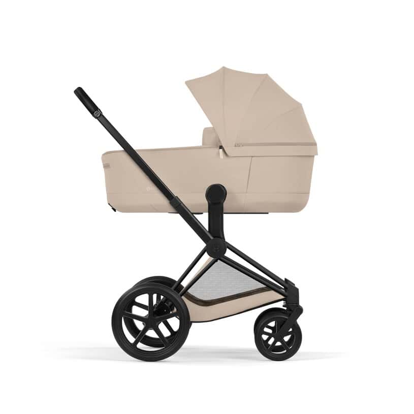 Cybex Priam Komfort Kinderwagen Set 4in1 Matt Black / Cozy Beige inkl. Cloud T Plus Cozy Beige und Base T