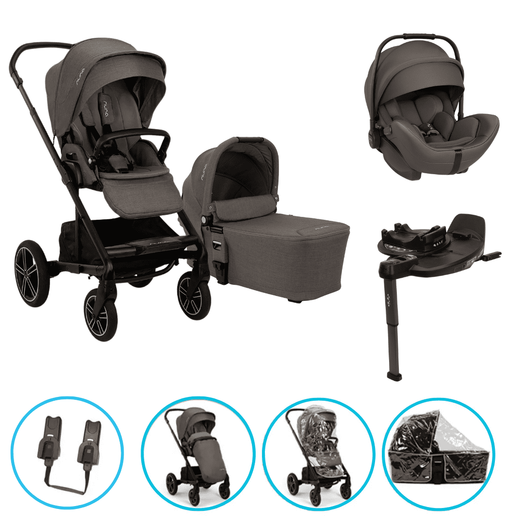 Nuna MIXX next 4in1 Kinderwagen Set Thunder inkl. Arra flex Thunder, Base Curv & gratis Zubehör