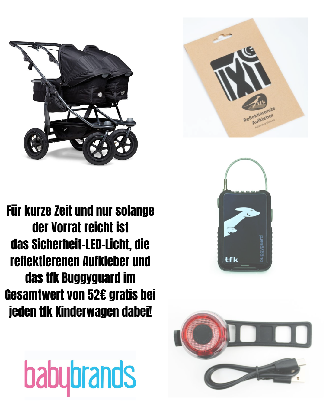 TFK duo 2 Zwillingswagen - Lufträder - Schwarz (inkl. Sicherheitskit bis zum 31.07.2025)