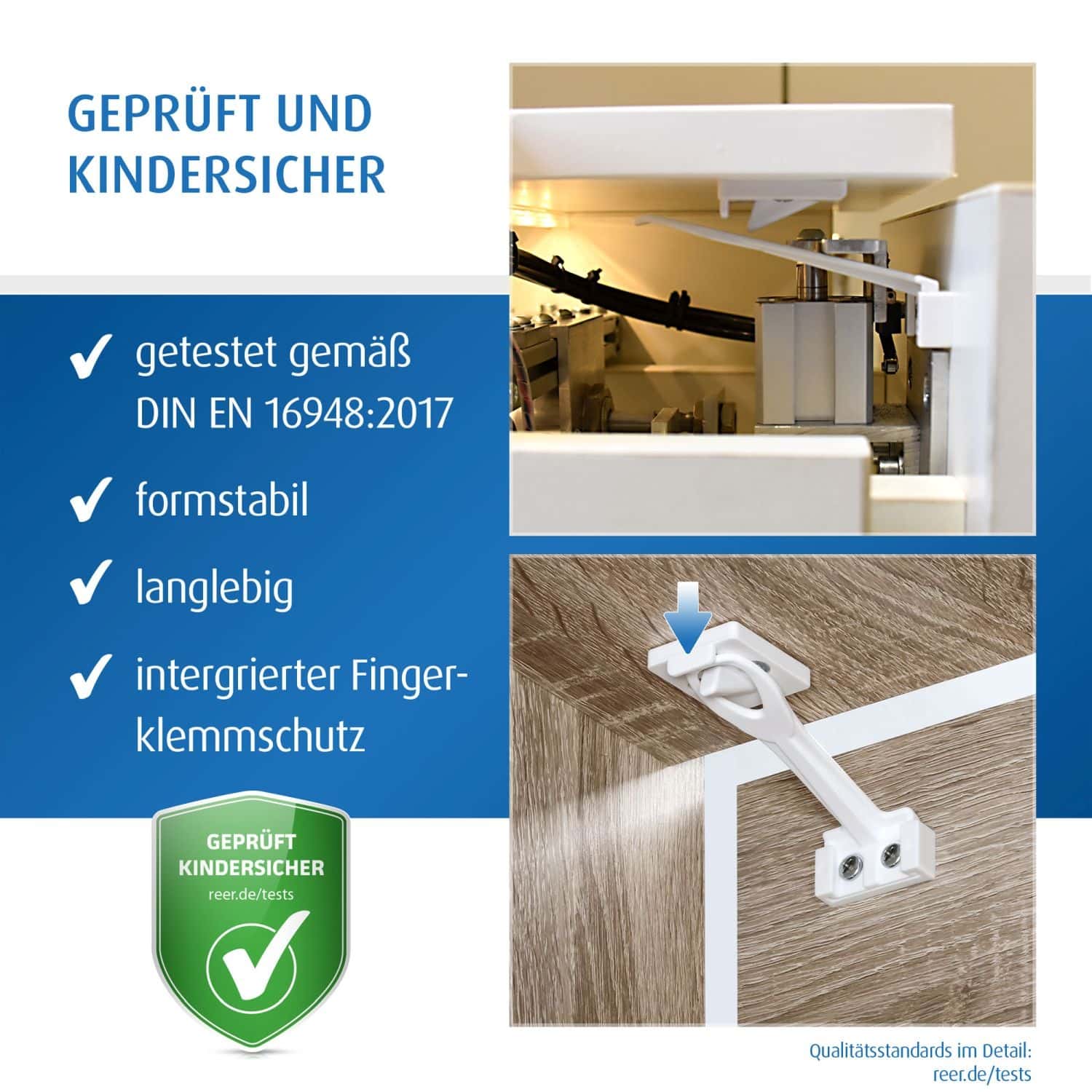 Reer Schrank- und Schubladensicherung mit Montagehilfe - 3er Pack