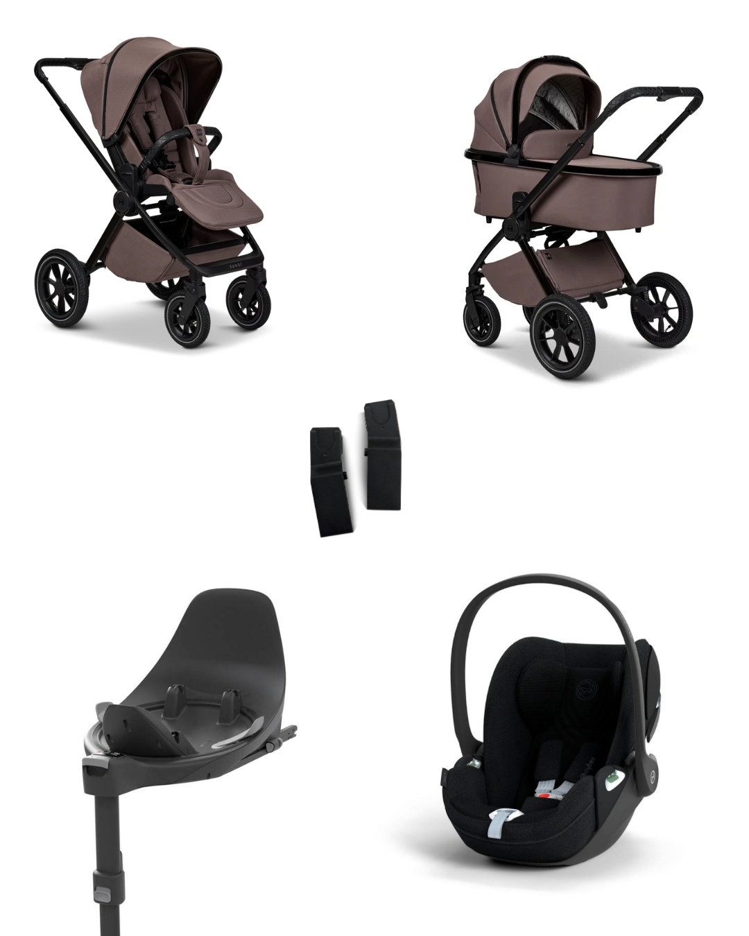 Moon GIO+ 2025 4in1 Set inkl. Cybex Cloud T plus i-Size Babyschale, Cybex Base T und Moon Adapter für GIO+ 2025 Tonka/Sepia Black