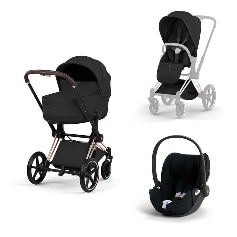 Cybex Priam Komfort Kinderwagen Set 3in1 Rosegold / Sepia Black inkl. Cloud T Plus Sepia Black