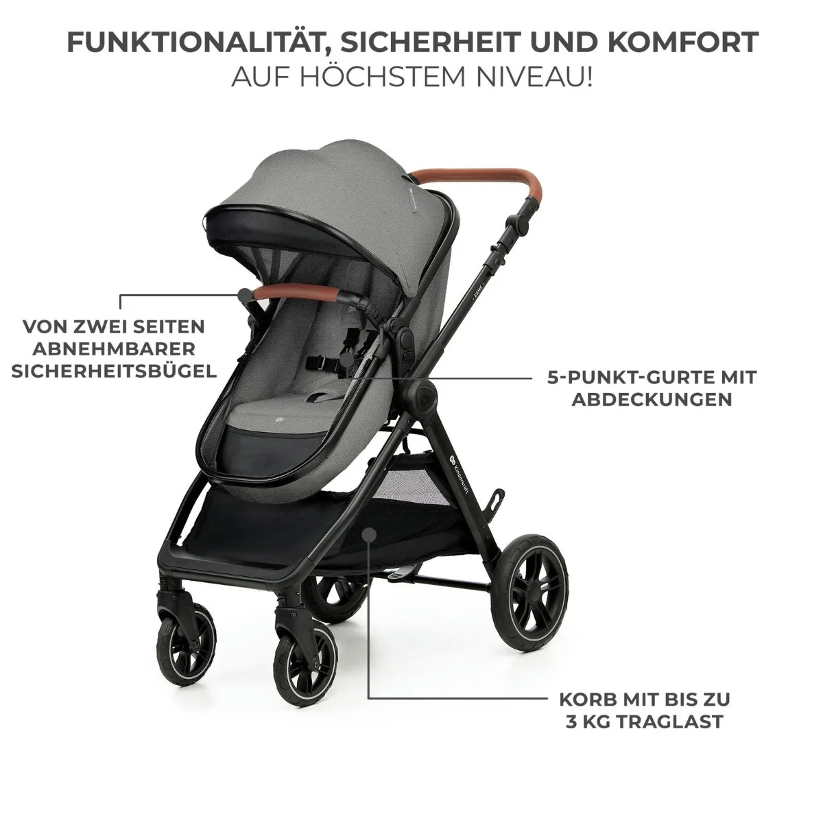 Kinderkraft Kombikinderwagen 3in1 ESME PRO Grey Kinderkraft Kombikinderwagen 3in1 ESME PRO Grey