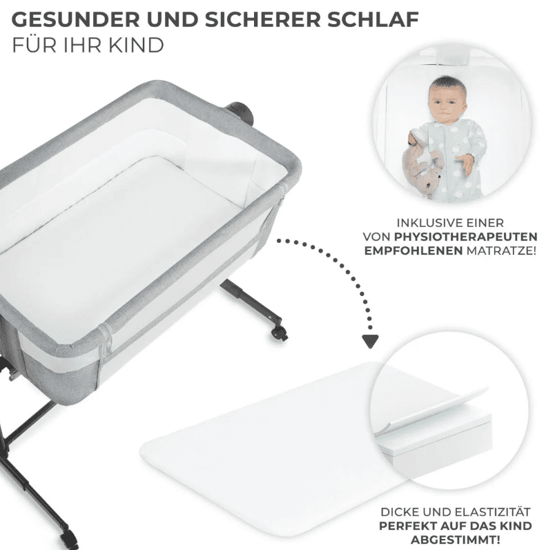 Kinderkraft 2in1 Beistellbett NESTE UP 2 grau