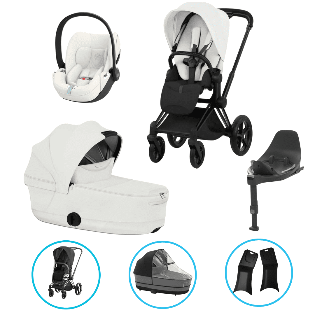  Cybex Priam Style Kinderwagen Set 7in1 Matt Black / Off White inkl. Cloud T Plus Off White und Base T
