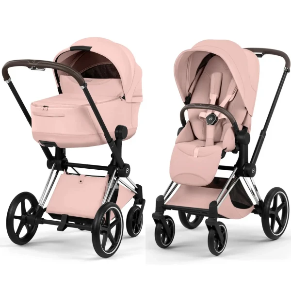  Cybex Priam Style Kinderwagen Set 3in1 Chrome Brown / Peach Pink inkl. Cloud T Plus Peach Pink