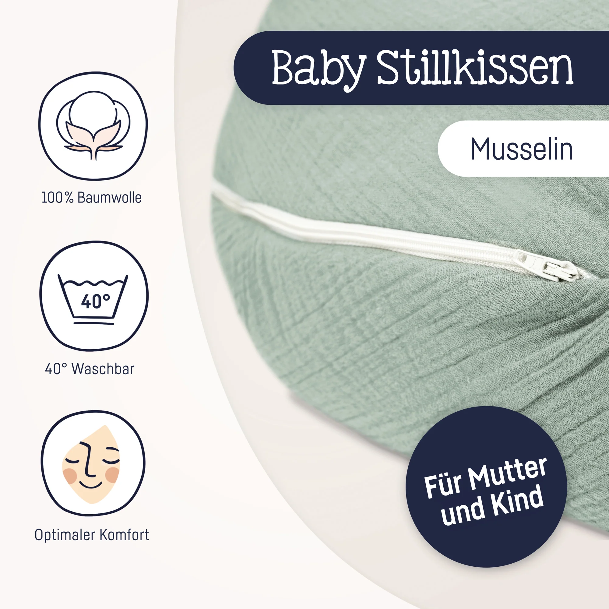 personalisiertes Stillkissen Musselin - Zöllner