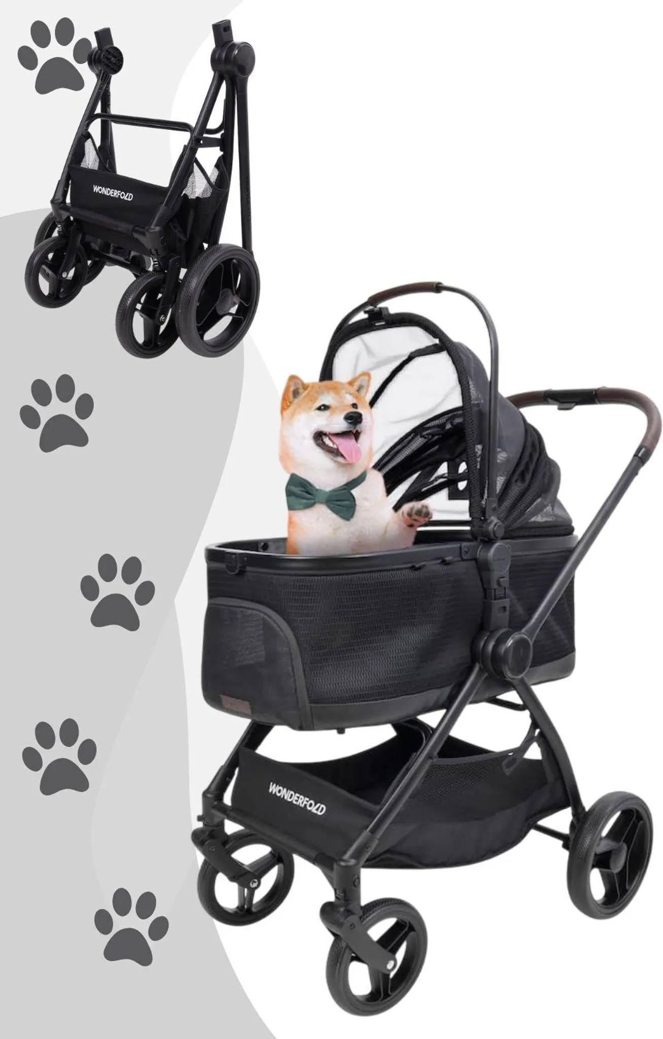 Wonderfold P3 Hunde-Buggy Schwarz