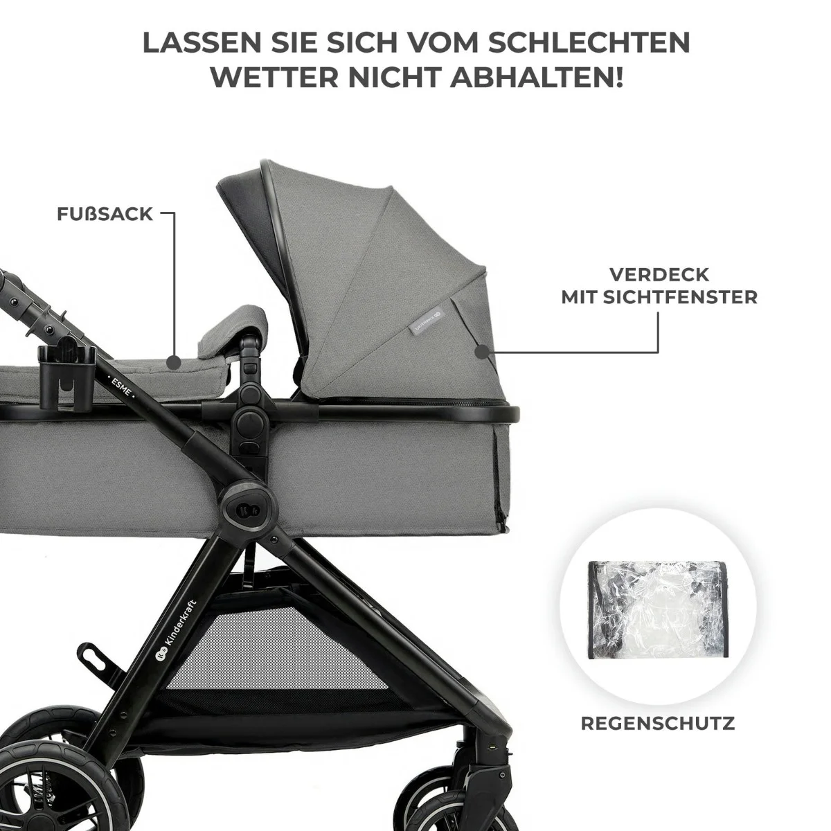 Kinderkraft Kombikinderwagen 3in1 ESME PRO Grey Kinderkraft Kombikinderwagen 3in1 ESME PRO Grey