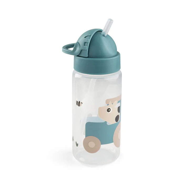 Done by Deer - Trinkflasche mit Strohhalm Tiny Farm Blue