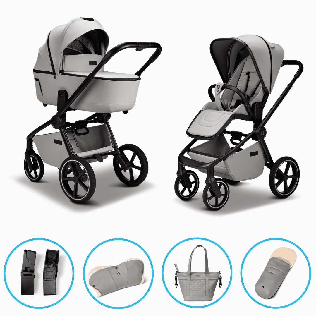 Moon RESEA 2.0 Kombikinderwagen Ghost inkl. GRATIS Wickeltasche, Fußsack, Handmuff und Adapter