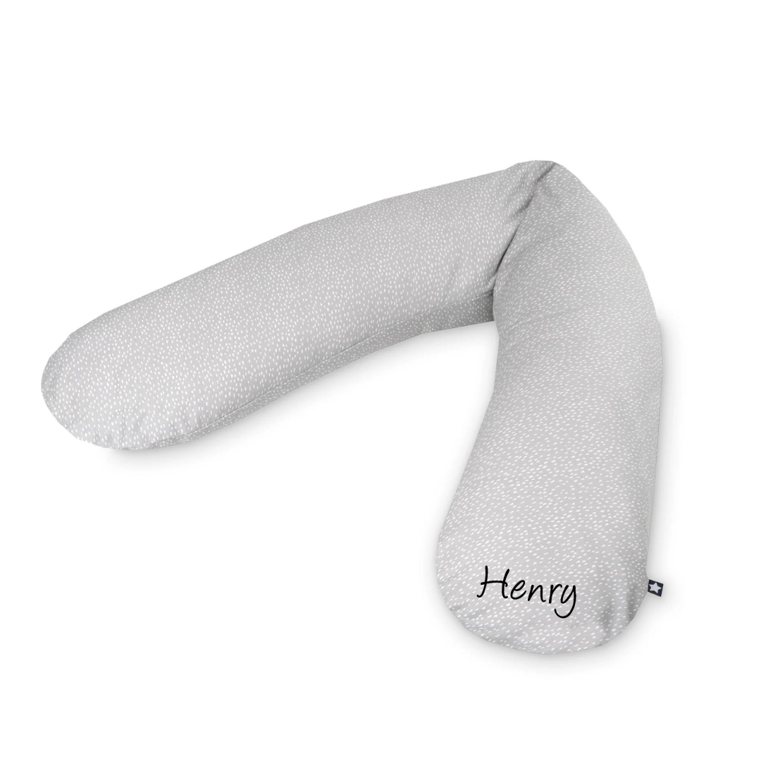 Zöllner personalisiertes Stillkissen Jersey Cotton mit Namen Tiny Squares GreySchrift 2