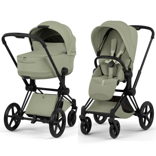  Cybex Priam Style Kinderwagen Set 3in1 Matt Black / Sage Green inkl. Cloud T Plus Sage Green