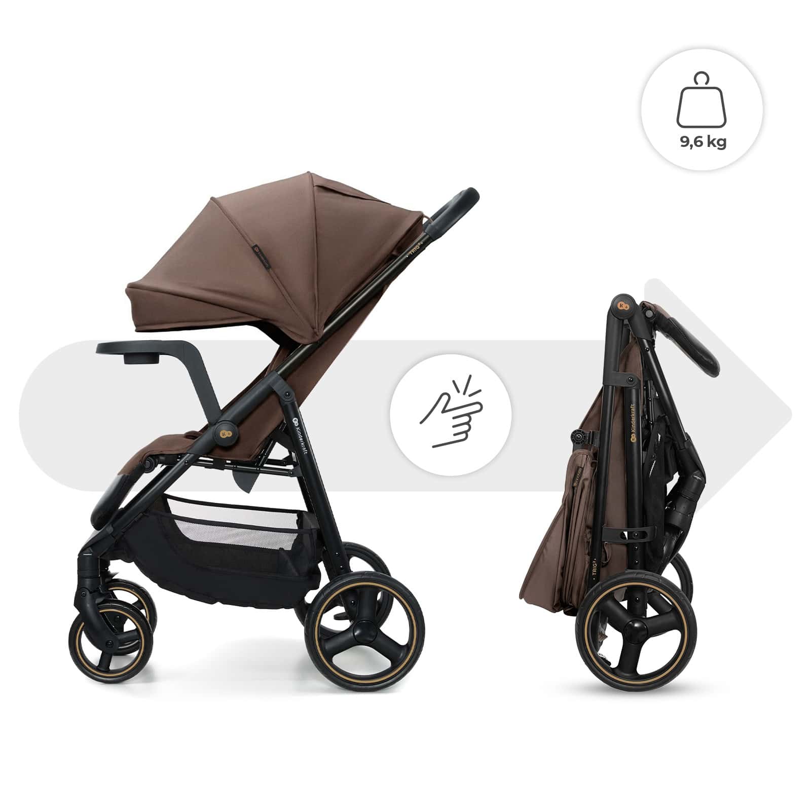 Kinderkraft Buggy TRIG 3 mit Tablett Braun