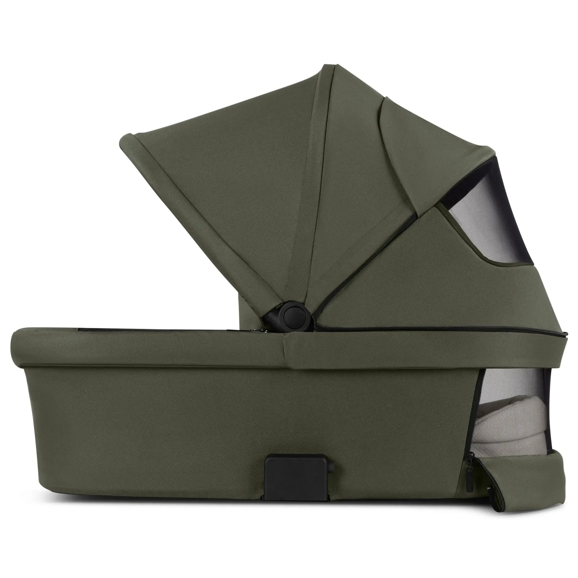 babywanne mit geöffneten belüftungslöchern im verdeck und in der babywanne in olive grün babywanne mit geöffneten belüftungslöchern im verdeck und in der babywanne in olive grün