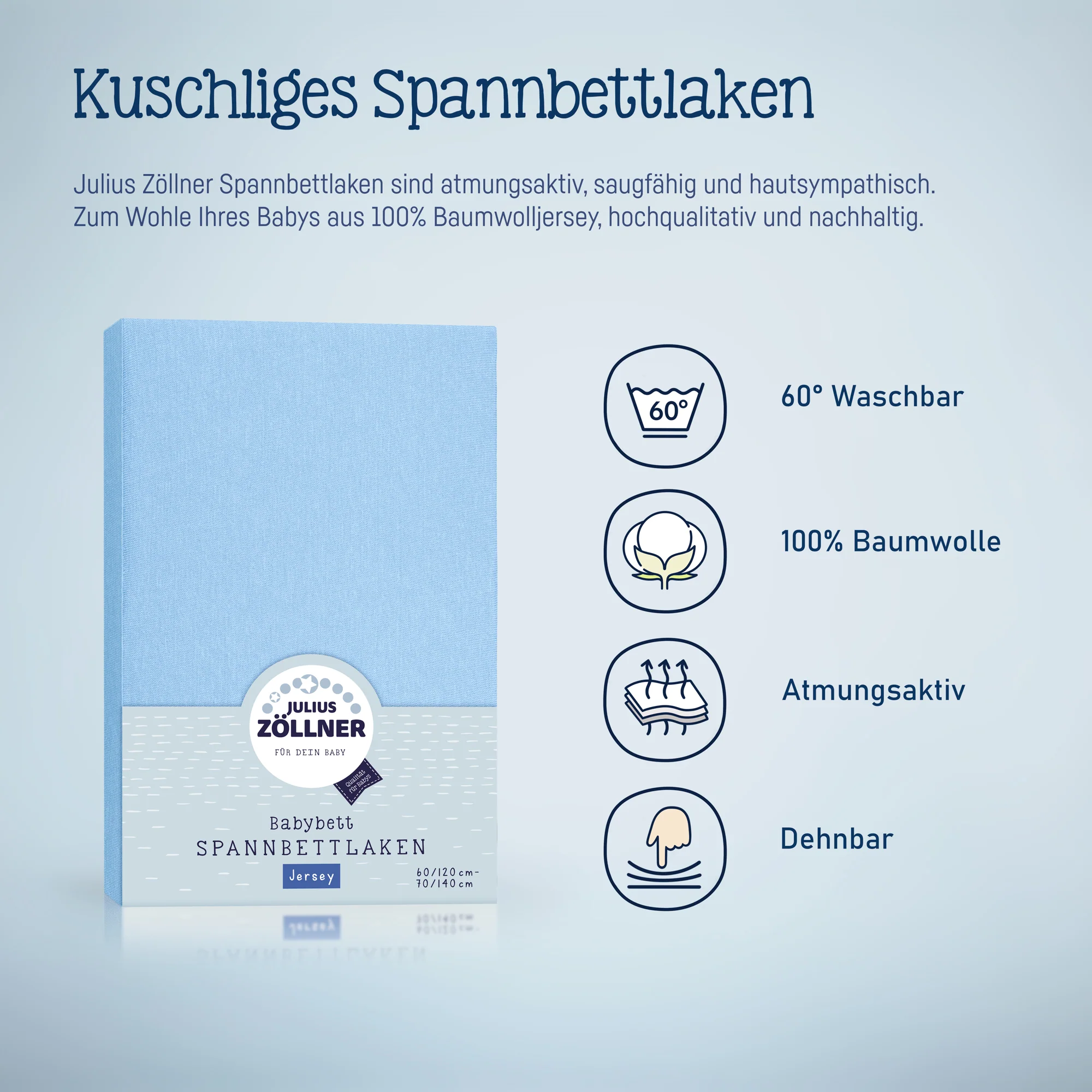 Zöllner Jersey Spannbetttuch Wiege/Stubenwagen 90/40 - hellblau Zöllner Jersey Spannbetttuch Wiege/Stubenwagen 90/40 - hellblau