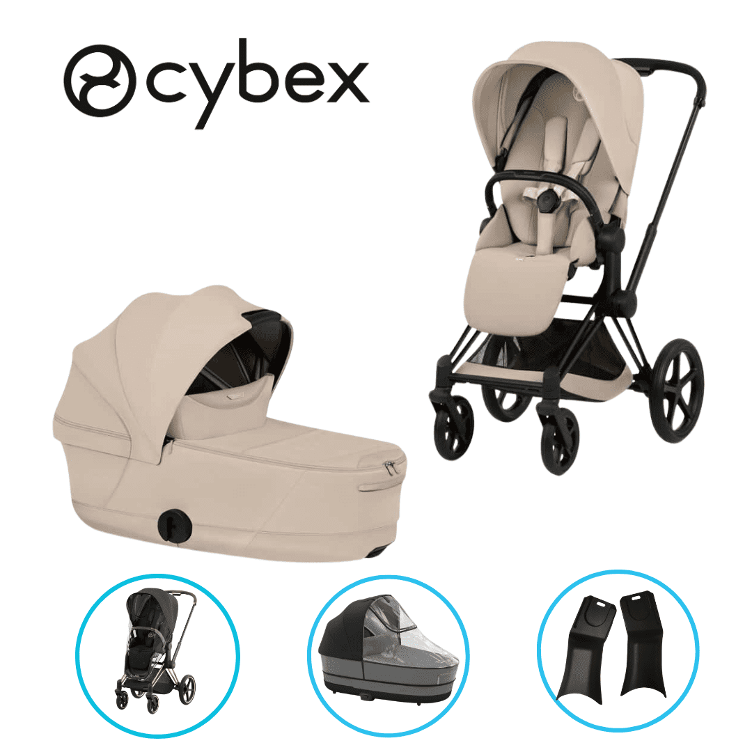 Cybex Priam Komfort 7in1 Kombikinderwagen-Set Matt Black / Cozy Beige