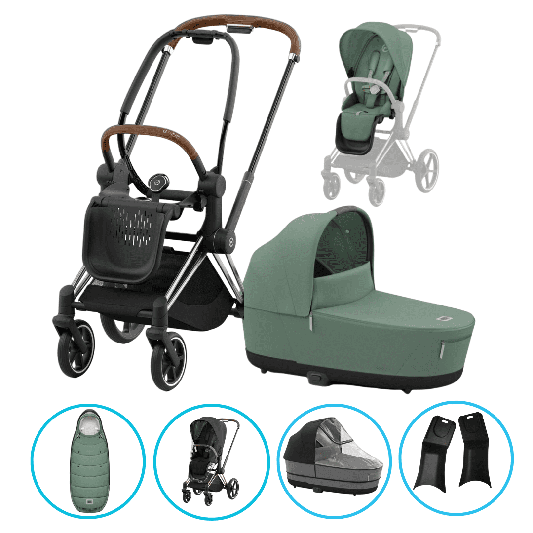 CYBEX PRIAM Kombikinderwagen Chrome Braun/Leaf Green inkl. CYBEX Platinum Fußsack Leaf Green – Entdecke den Cybex PRIAM 4 Kombikinderwagen Chrome Braun/Leaf Green inkl. CYBEX Platinum Fußsack Leaf Green: Komfort, Sicherheit und Stil für dein Baby – ideal für Alltag & Winterspaziergänge.