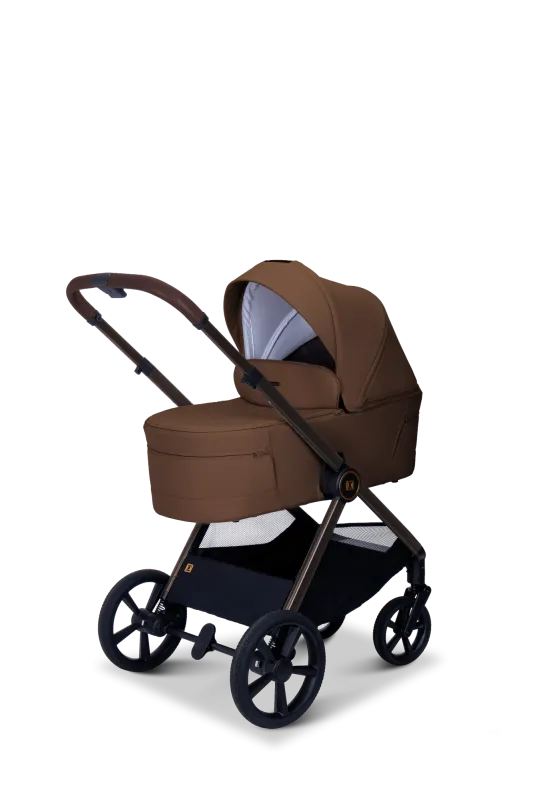 Moon STYLO 5in1 Kombikinderwagen-Set Cognac inkl. Wickeltasche, Regenverdeck und Adaptern