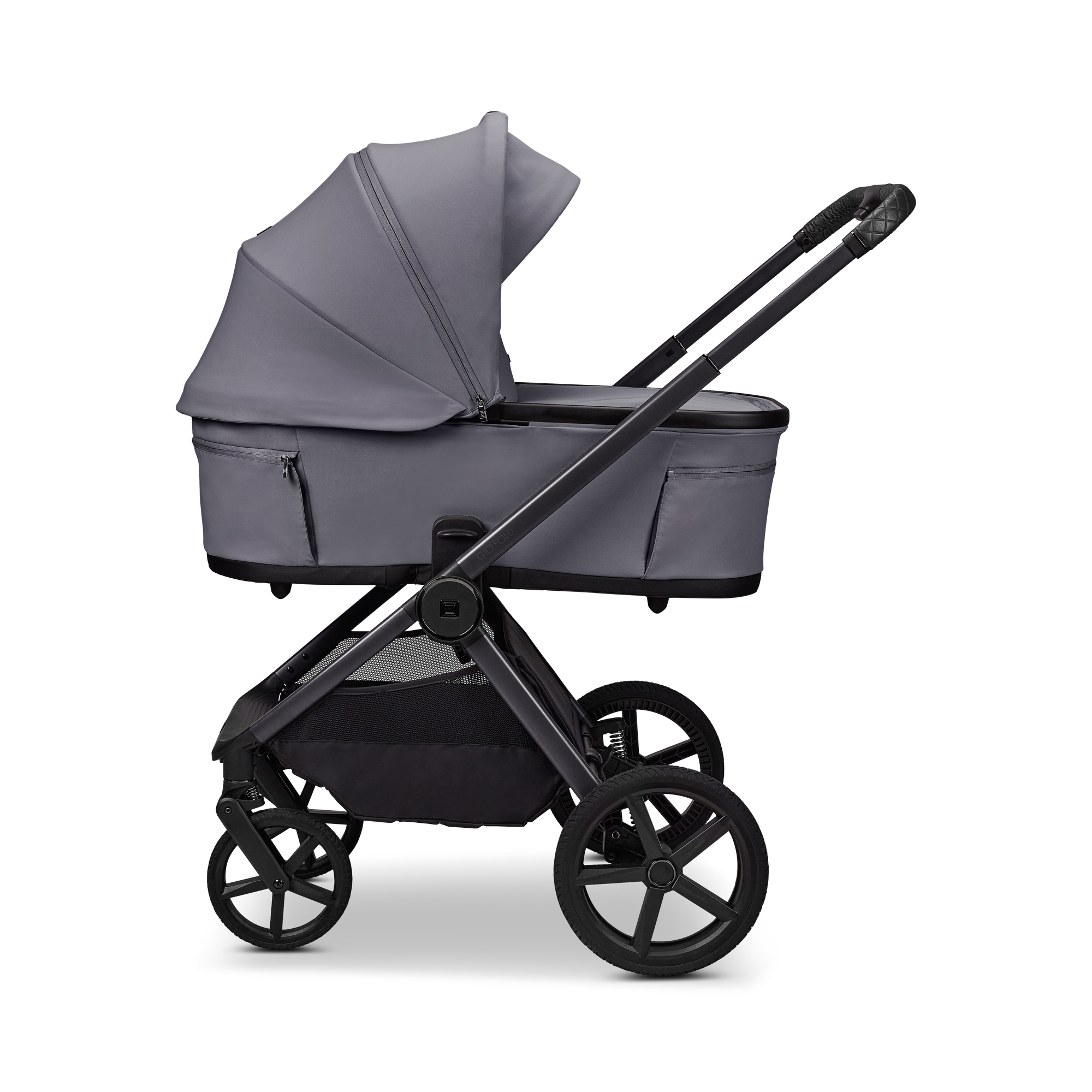 Moon GIO Fold Kombikinderwagen Graphite mit Luftreifen inkl. GRATIS Sonnensegel, Regenverdeck und Mückennetz