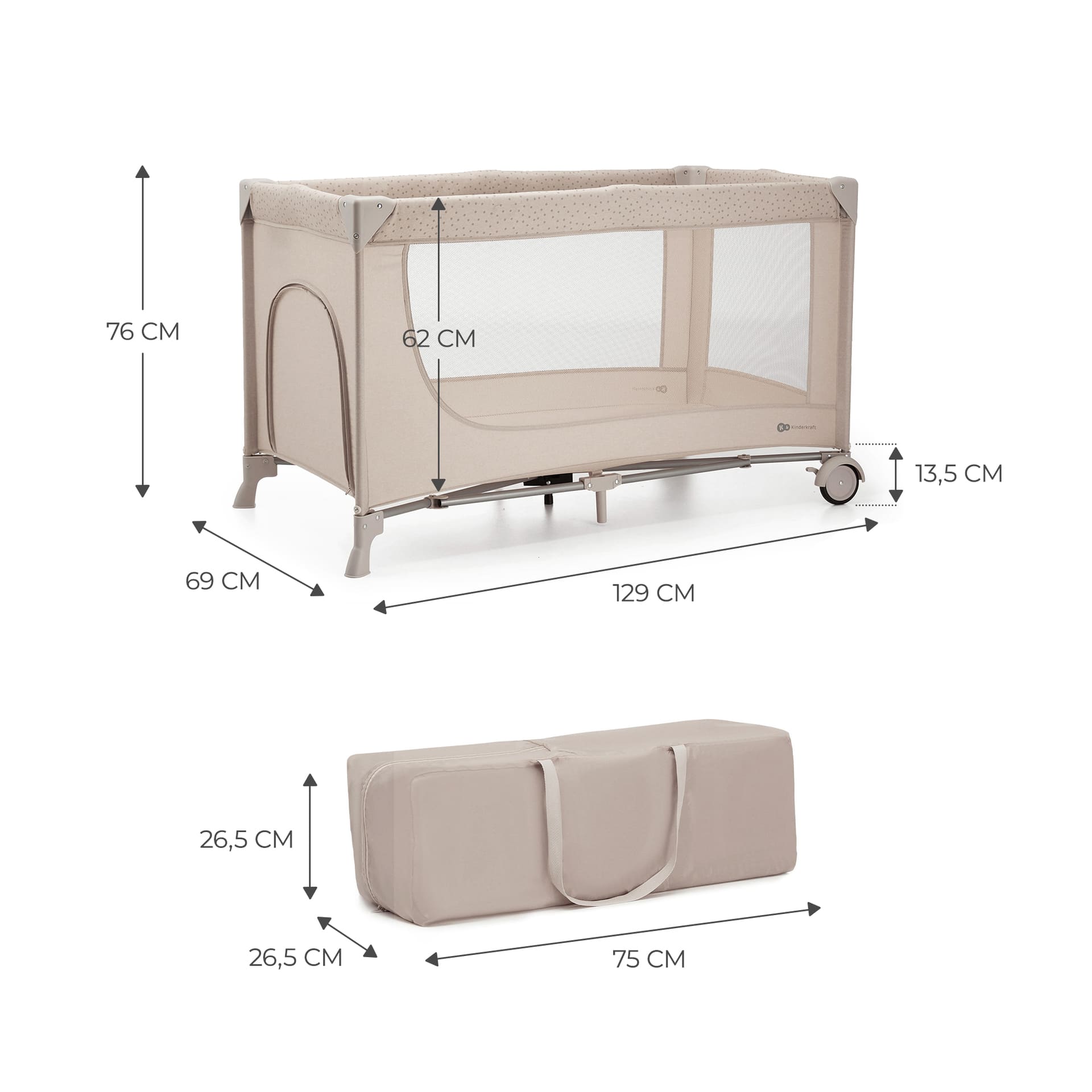 Kinderkraft Reisebett 3in1 JOY 2 Beige inkl. Wickelauflage und Zubehör Kinderkraft Reisebett 3in1 JOY 2 Beige inkl. Wickelauflage und Zubehör
