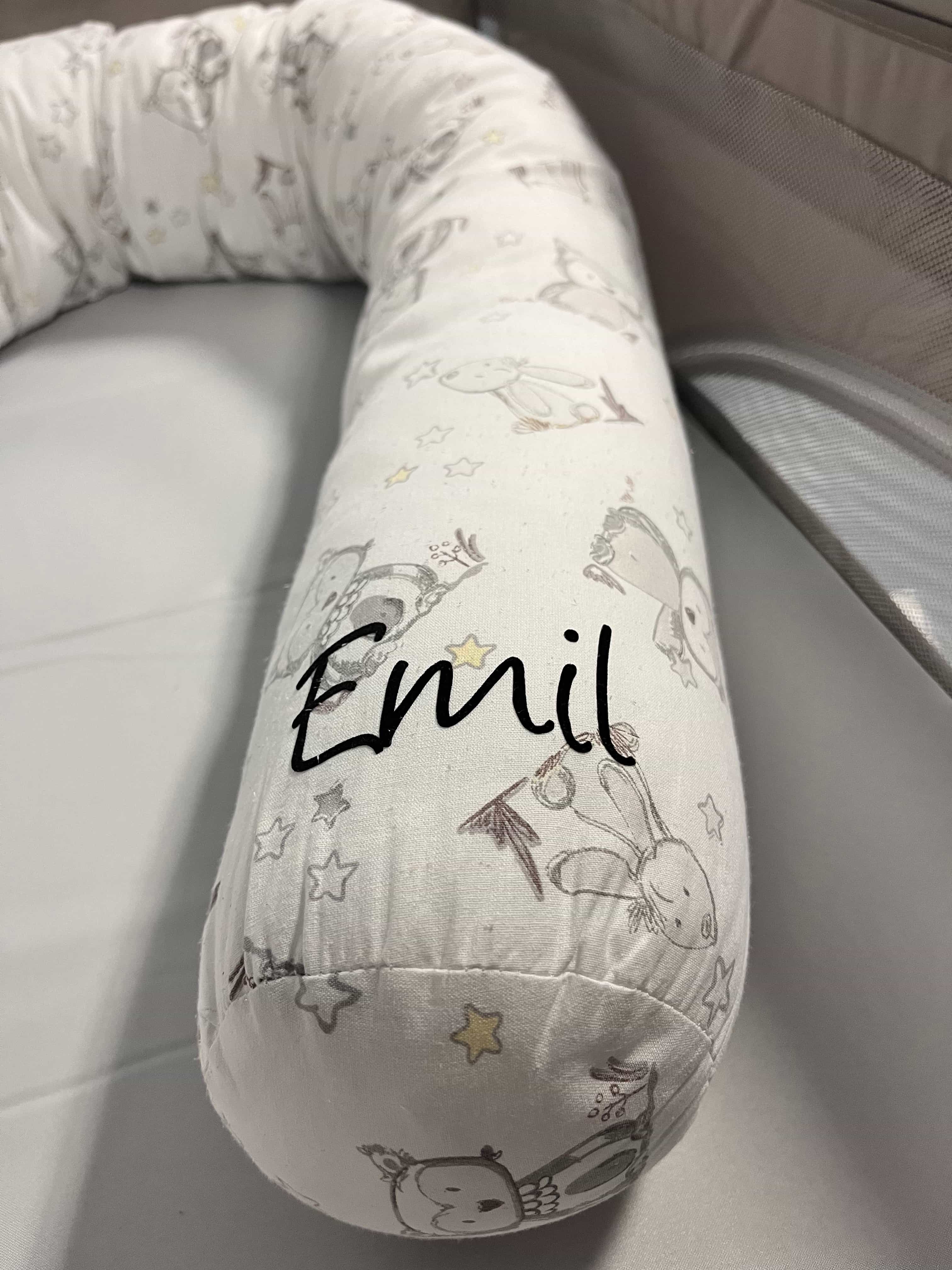 personalisierte Bettschlange uni 180cm mit Namen - Zöllner - Weiß/Schrift 2 personalisierte Bettschlange uni 180cm mit Namen - Zöllner - Weiß/Schrift 2