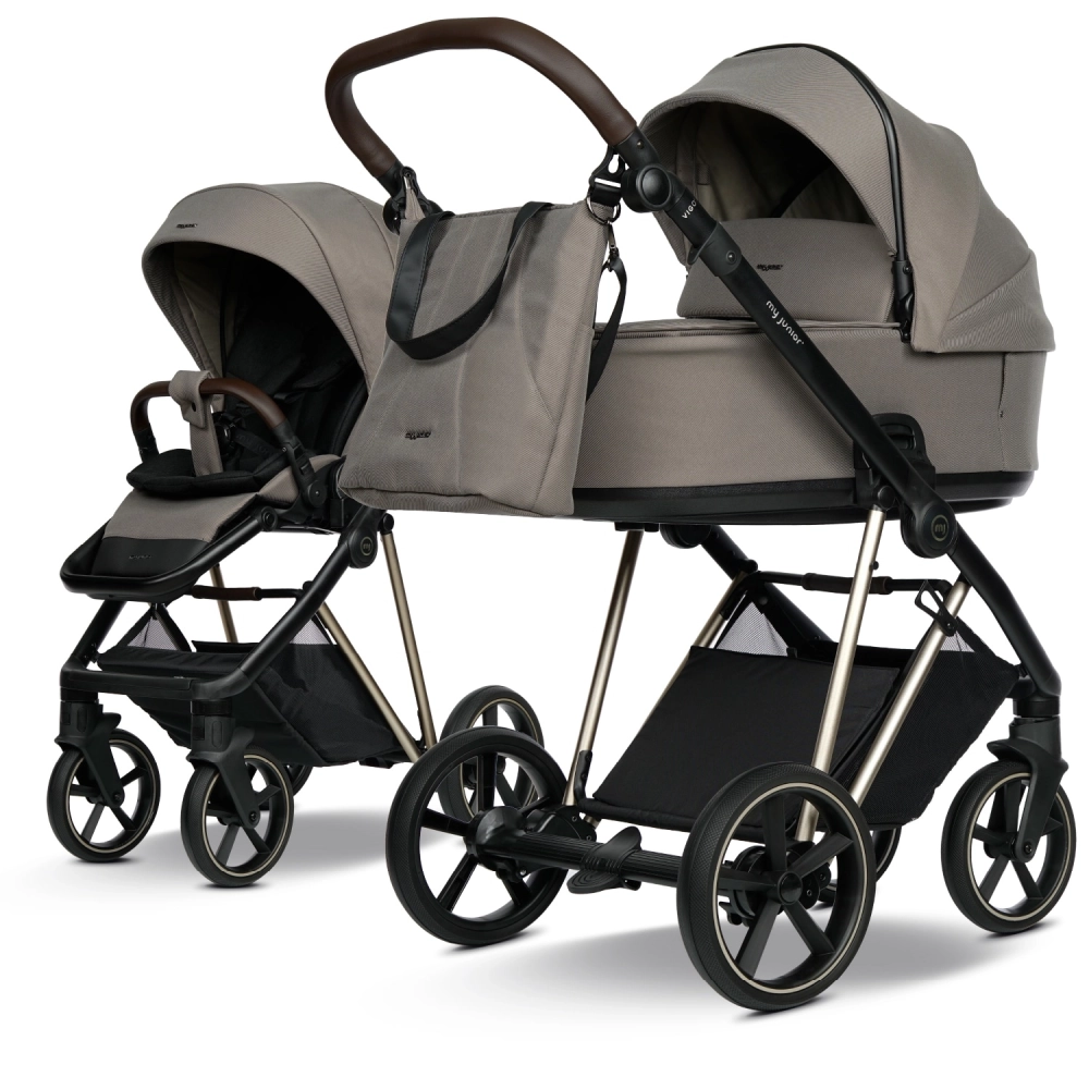 my junior VIGO 2 Kombikinderwagen Pure Cashmere/ Champagne – Entdecke den my junior VIGO 2 Kombikinderwagen Pure Cashmere / Champagne: Allradfederung, unplattbare Reifen & luxuriöser Komfort – für entspannte Fahrten auf jedem Terrain.