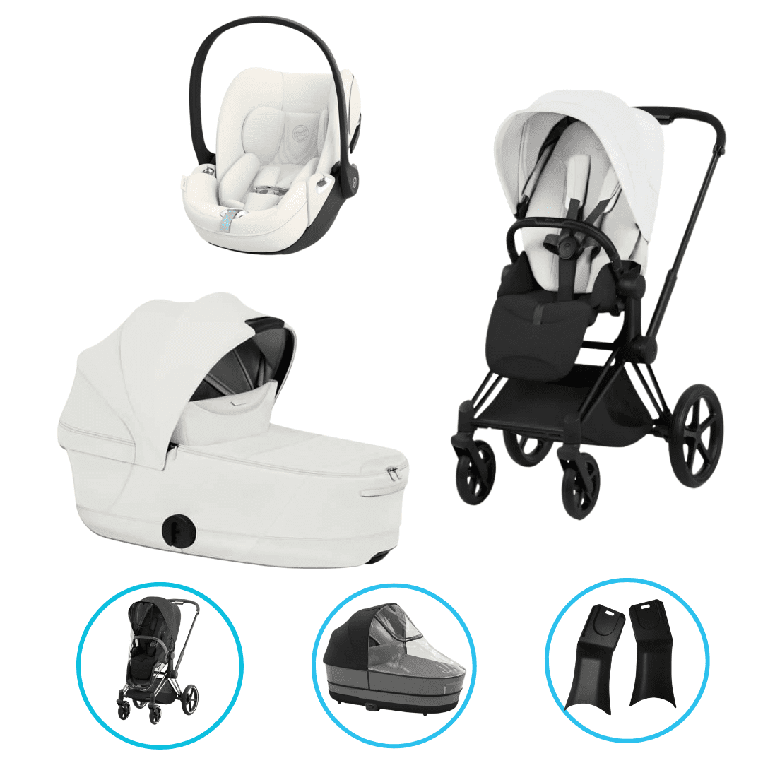  Cybex Priam Style Kinderwagen Set 6in1 Matt Black / Off White inkl. Cloud T Plus Off White