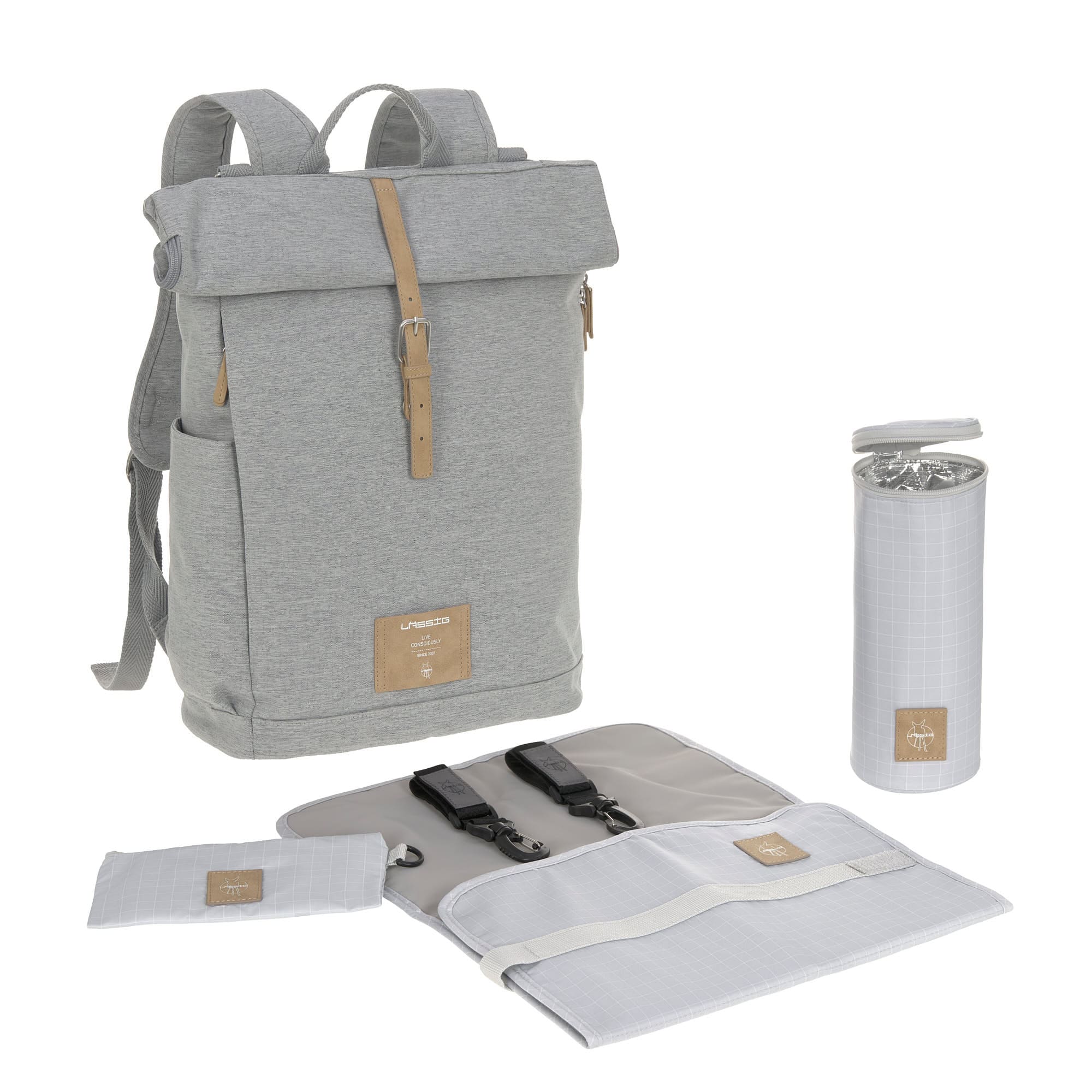 Lässig Wickelrucksack - Rolltop Backpack Grey Melange Lässig Wickelrucksack - Rolltop Backpack Grey Melange