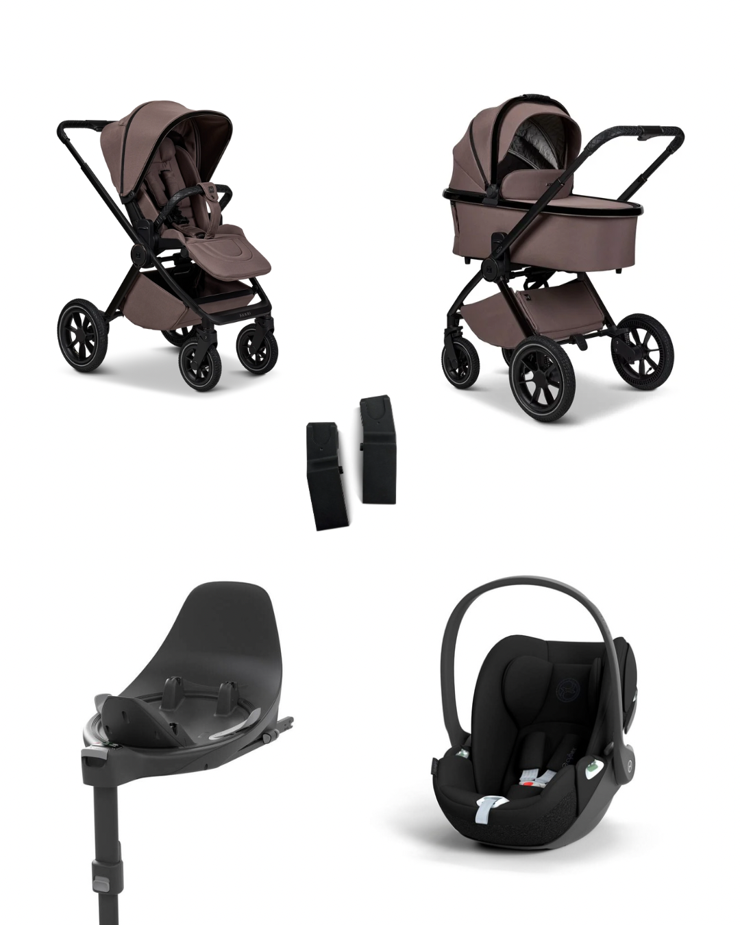 Moon GIO+ 2025 4in1 Set inkl. Cybex Cloud T i-Size Babyschale, Cybex Base T und Moon Adapter für GIO+ 2025 Tonka/Sepia Black
