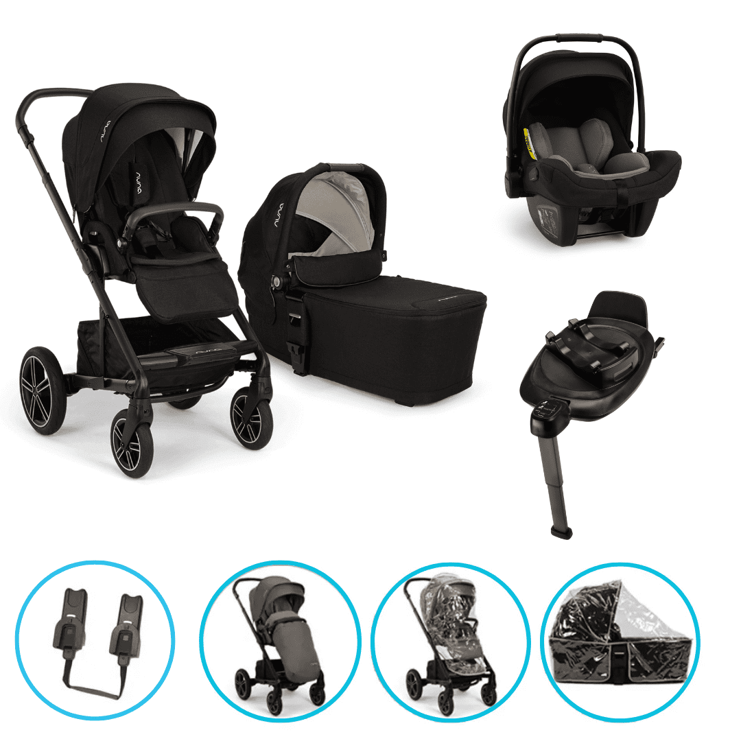 Nuna MIXX next 4in1 Kinderwagen Set Caviar inkl. Pipa Next Caviar, Base Next und gratis Zubehör