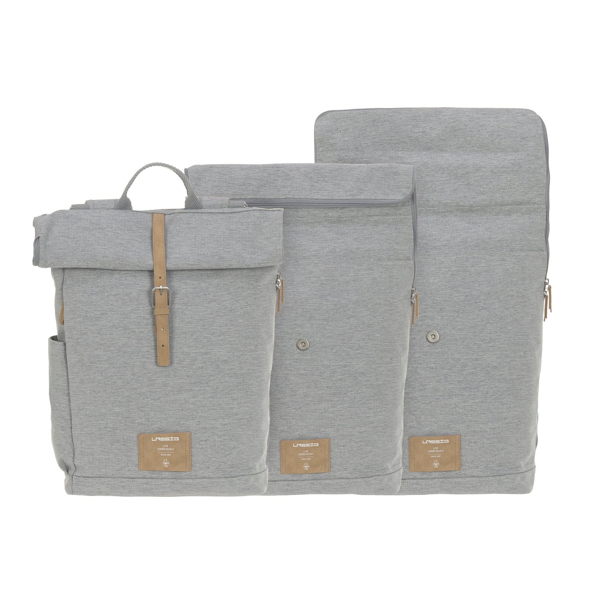 Lässig Wickelrucksack - Rolltop Backpack Grey Melange Lässig Wickelrucksack - Rolltop Backpack Grey Melange