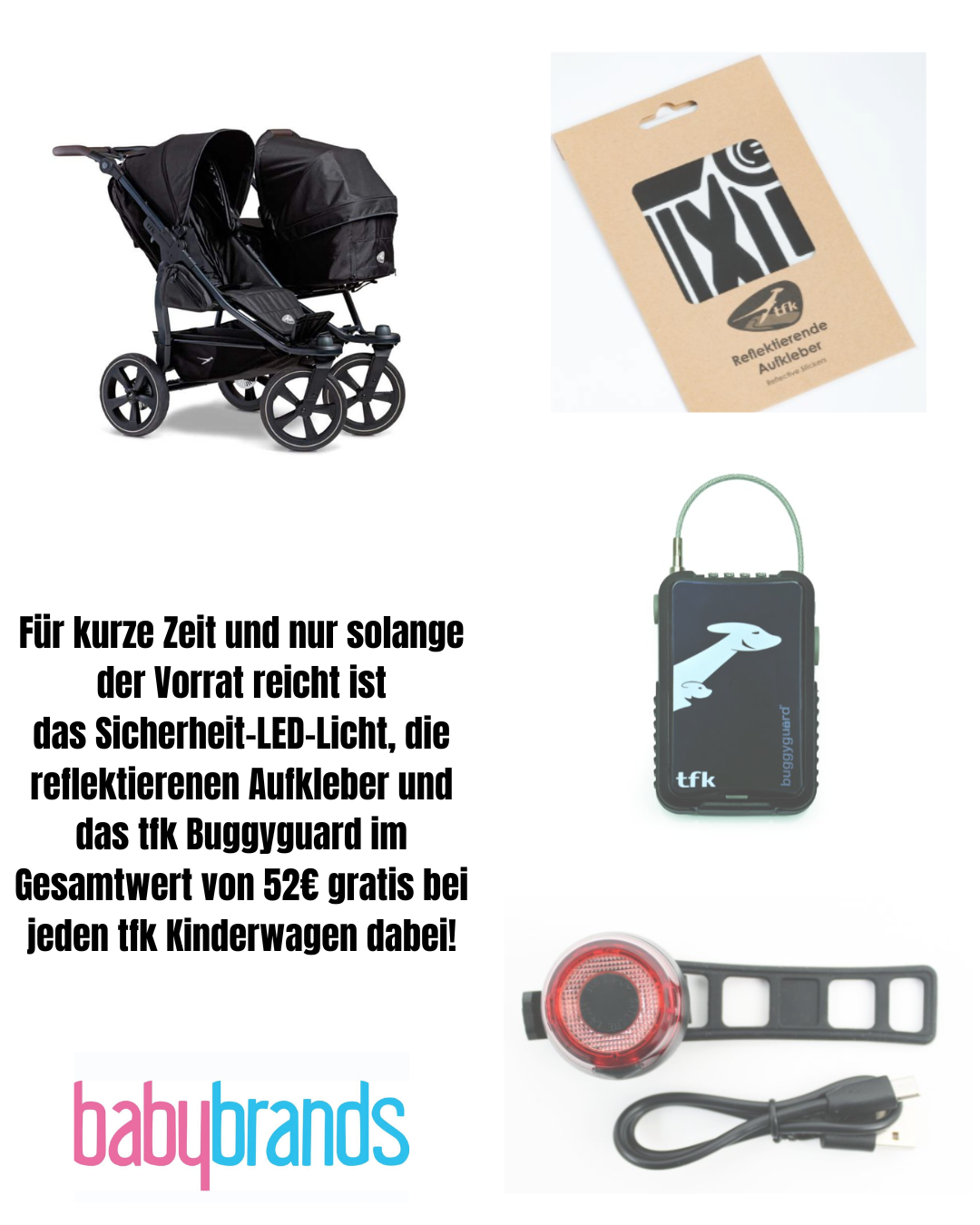 TFK duo 2 Geschwisterwagen (inkl. Sicherheitskit bis zum 31.07.2025) - Lufträder - Schwarz