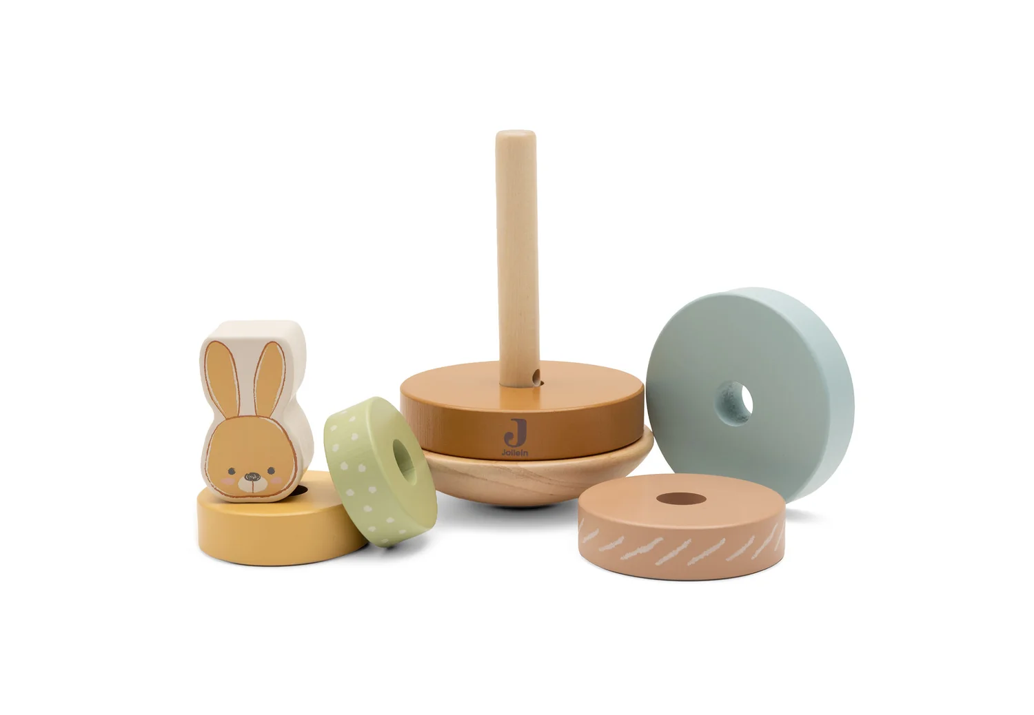 Jollein Holz-Stapelturm mit Ringen Bunny Luz