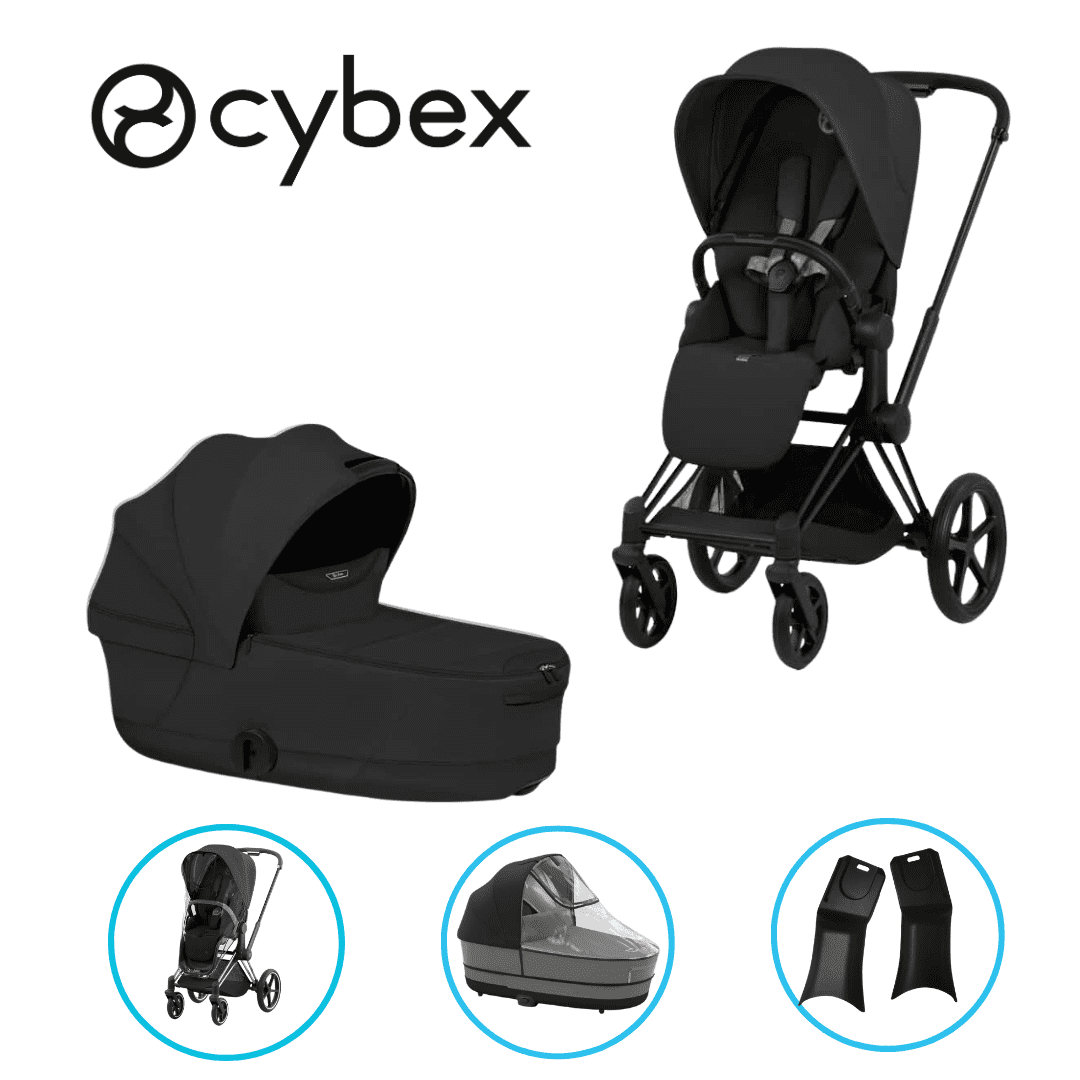 Cybex Priam Komfort 7in1 Kombikinderwagen-Set Matt Black / Sepia Black