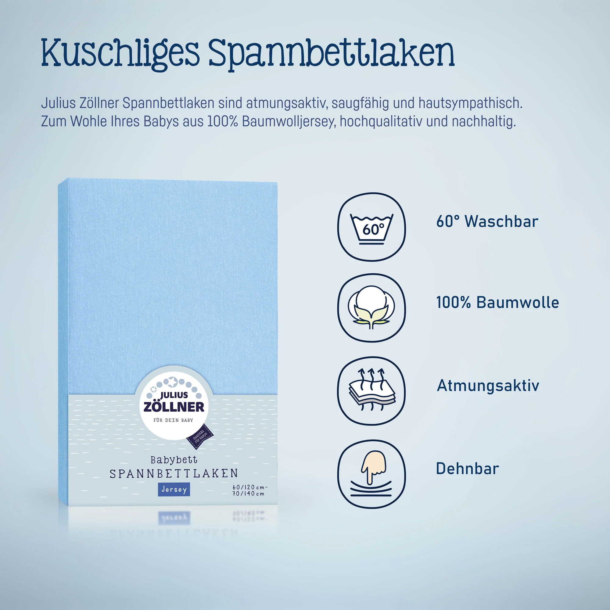 Zöllner Jersey Spannbetttuch Kinderbett 60/120 - 70/140 - hellblau Zöllner Jersey Spannbetttuch Kinderbett 60/120 - 70/140 - hellblau