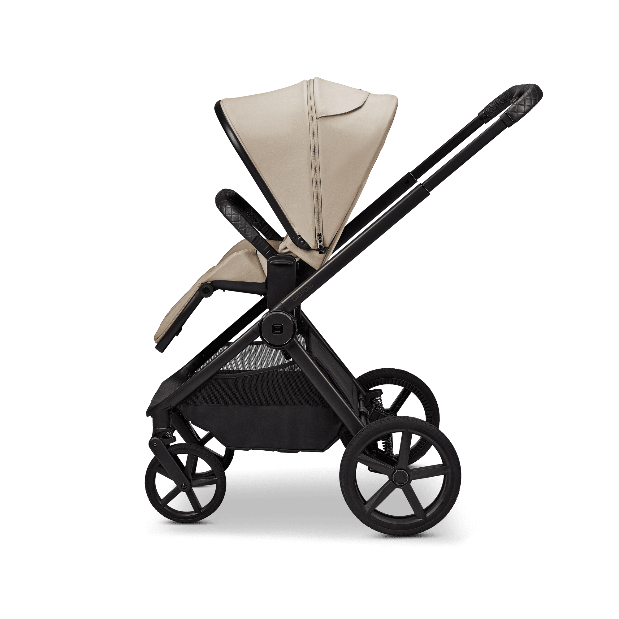 Moon GIO Fold Kombikinderwagen Sand mit Luftreifen inkl. GRATIS Sonnensegel, Regenverdeck und Mückennetz