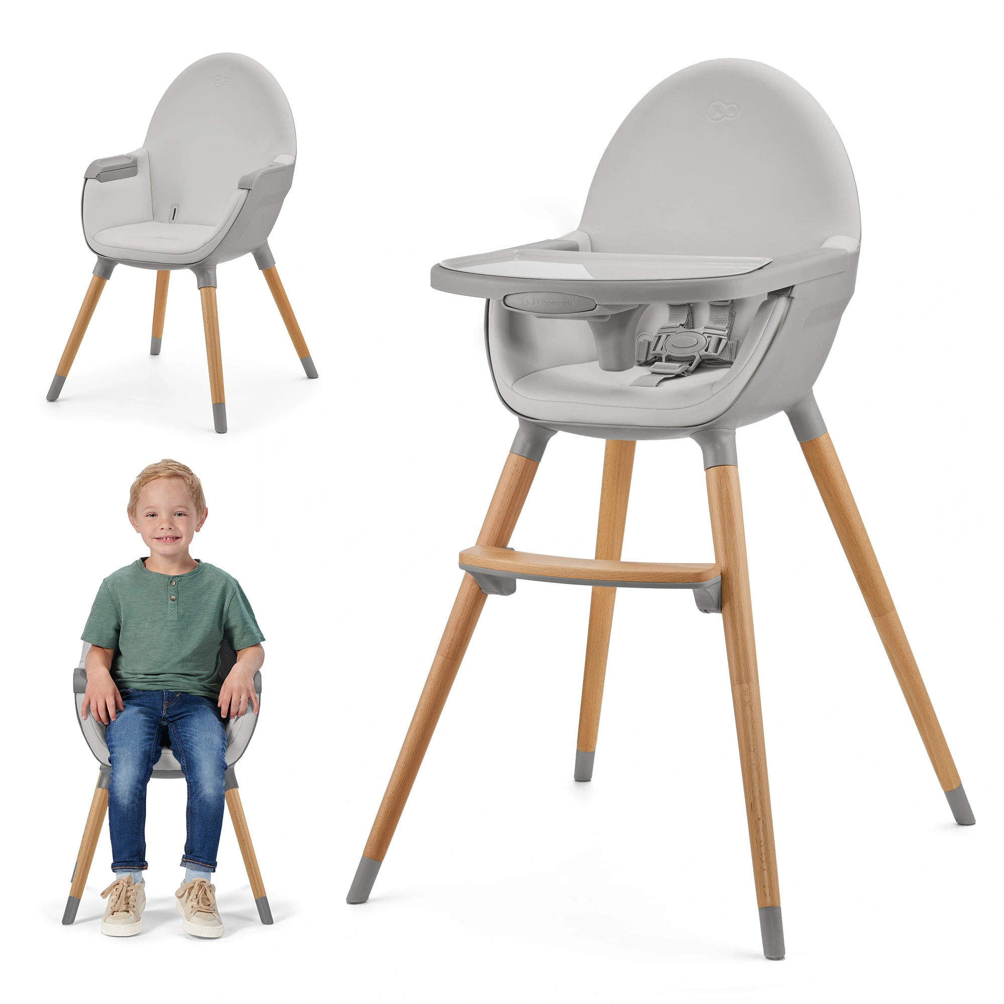 Kinderkraft Hochstuhl 2in1 FINI 2 Grau