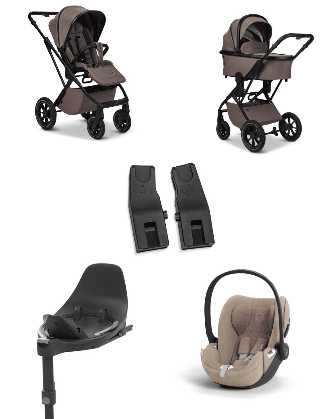 Moon PIU 2025 4in1 Set inkl. Cybex Cloud T plus i-Size mit Base T und Moon PIU Adapter Tonka/Cozy Beige