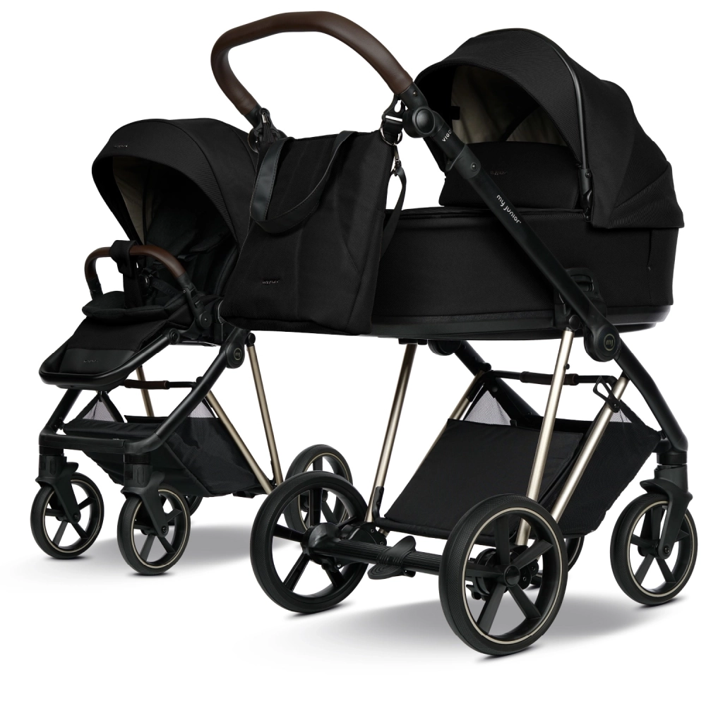 my junior VIGO 2 Kombikinderwagen Black Amour / Champagne – Entdecke den my junior VIGO 2 Kombikinderwagen Black Amour / Champagne: Allradfederung, unplattbare Reifen & luxuriöser Komfort – für entspannte Fahrten auf jedem Terrain.
