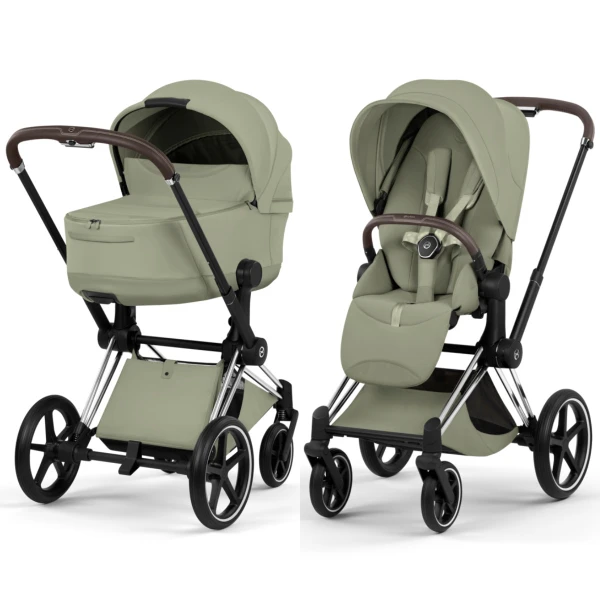  Cybex Priam Style Kinderwagen Set 3in1 Chrome Brown / Sage Green inkl. Cloud T Plus Sage Green