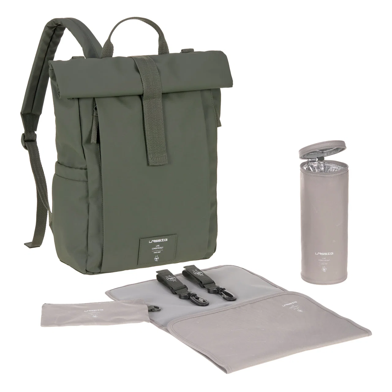 Lässig Wickelrucksack - Rolltop Backpack Olive