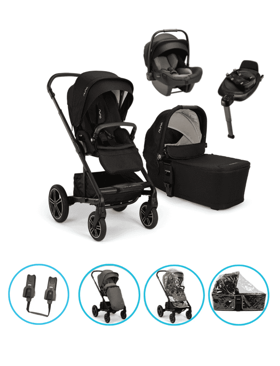 Nuna MIXX next 4in1 Kinderwagen Set Caviar inkl. Pipa Next Caviar, Base Next und gratis Zubehör