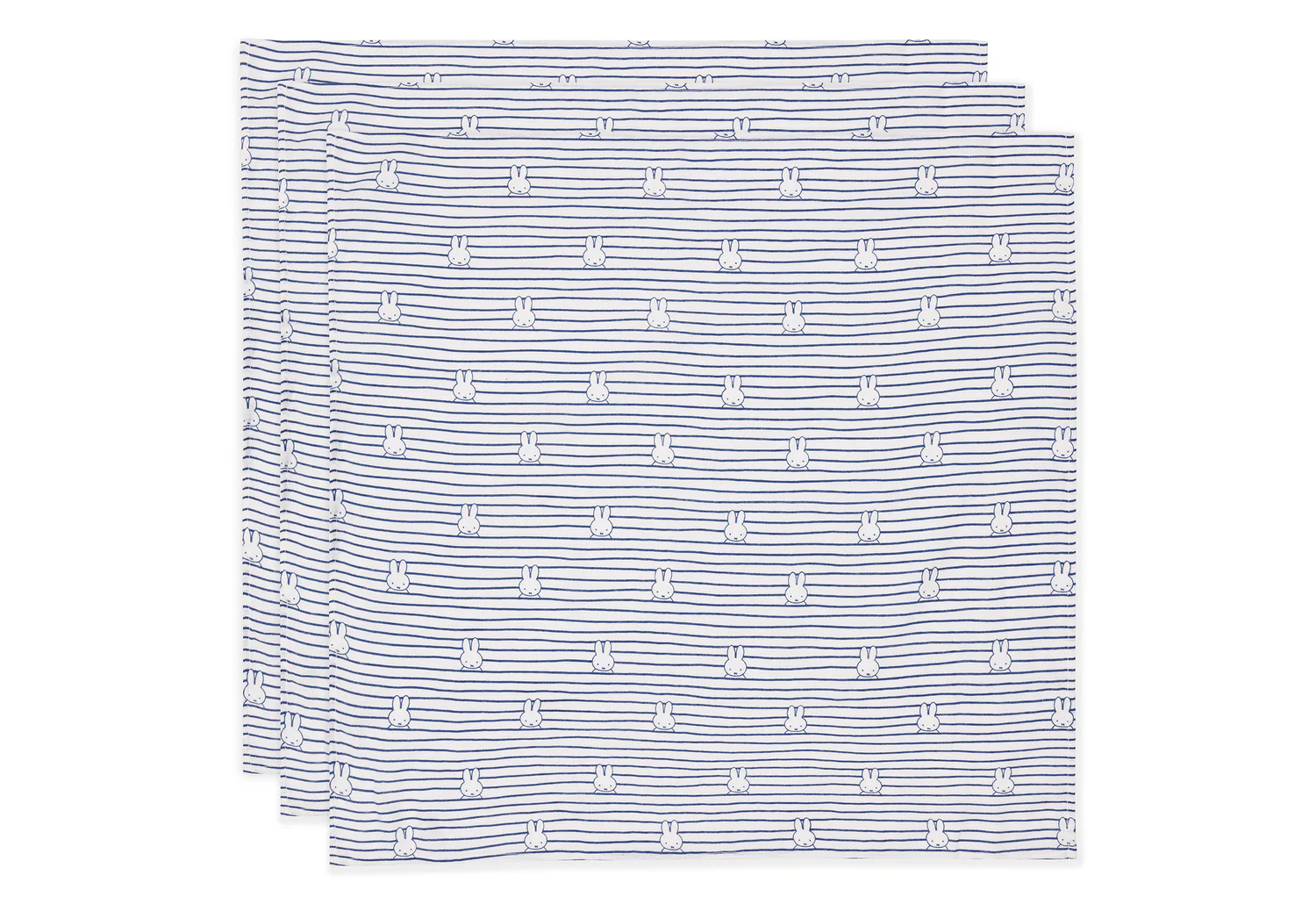 Jollein Spucktuch 3er Pack 70x70 cm Miffy Stripe - Navy