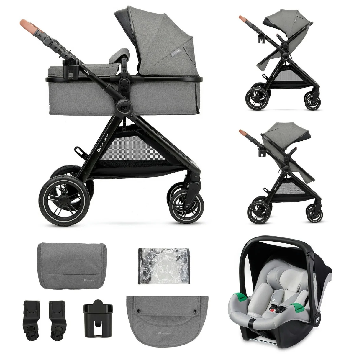 Kinderkraft Kombikinderwagen 3in1 ESME PRO Grey Kinderkraft Kombikinderwagen 3in1 ESME PRO Grey