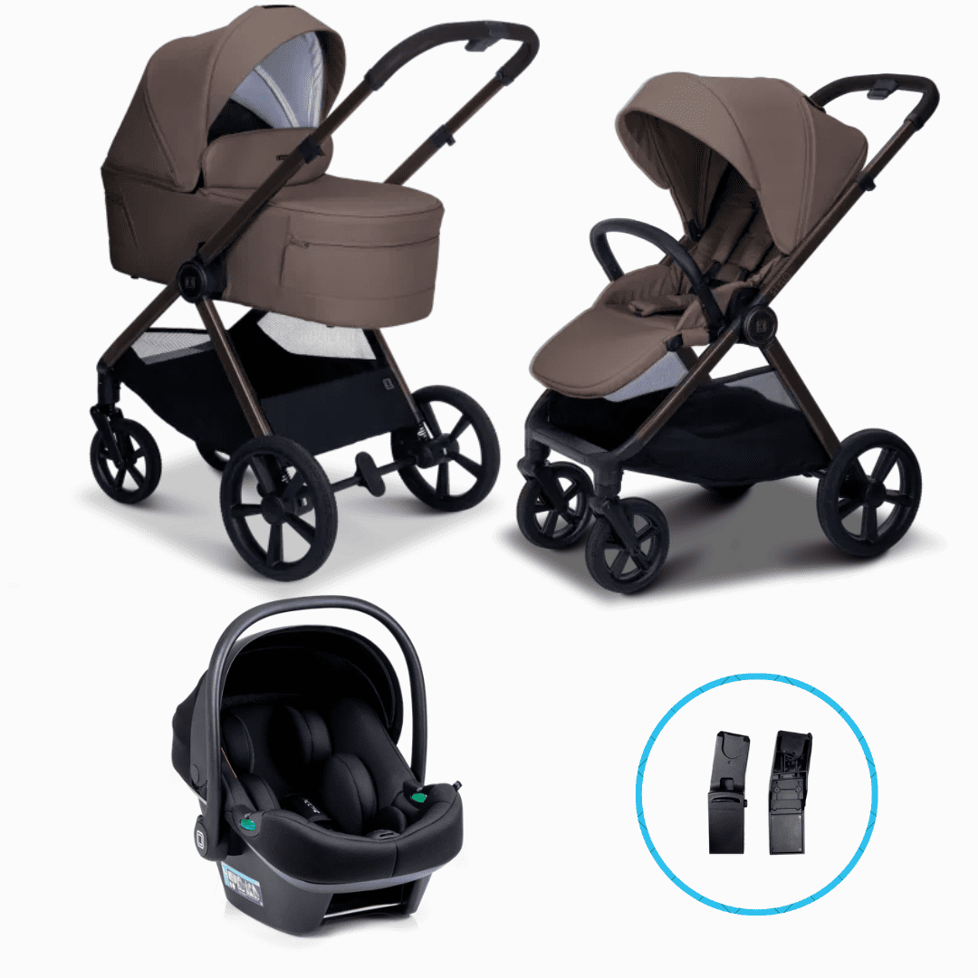 Moon STYLO 6in1 Kombikinderwagen-Set Greige inkl. Babyschale LOLA,Wickelrucksack, Regenverdeck und Adaptern