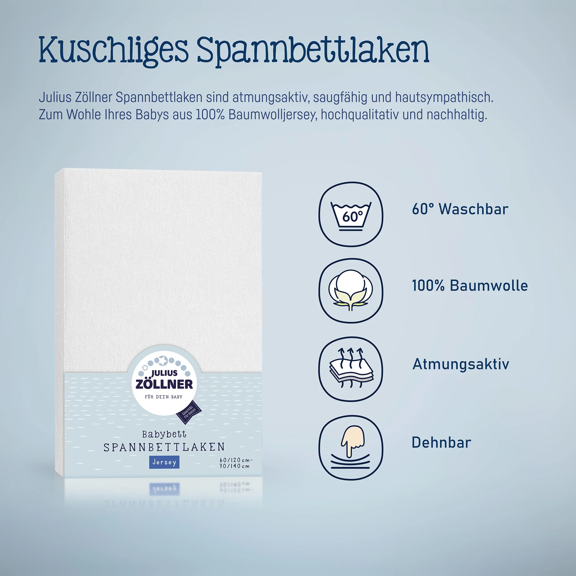 Zöllner Jersey Spannbetttuch Kinderbett 60/120 - 70/140 - weiß Zöllner Jersey Spannbetttuch Kinderbett 60/120 - 70/140 - weiß